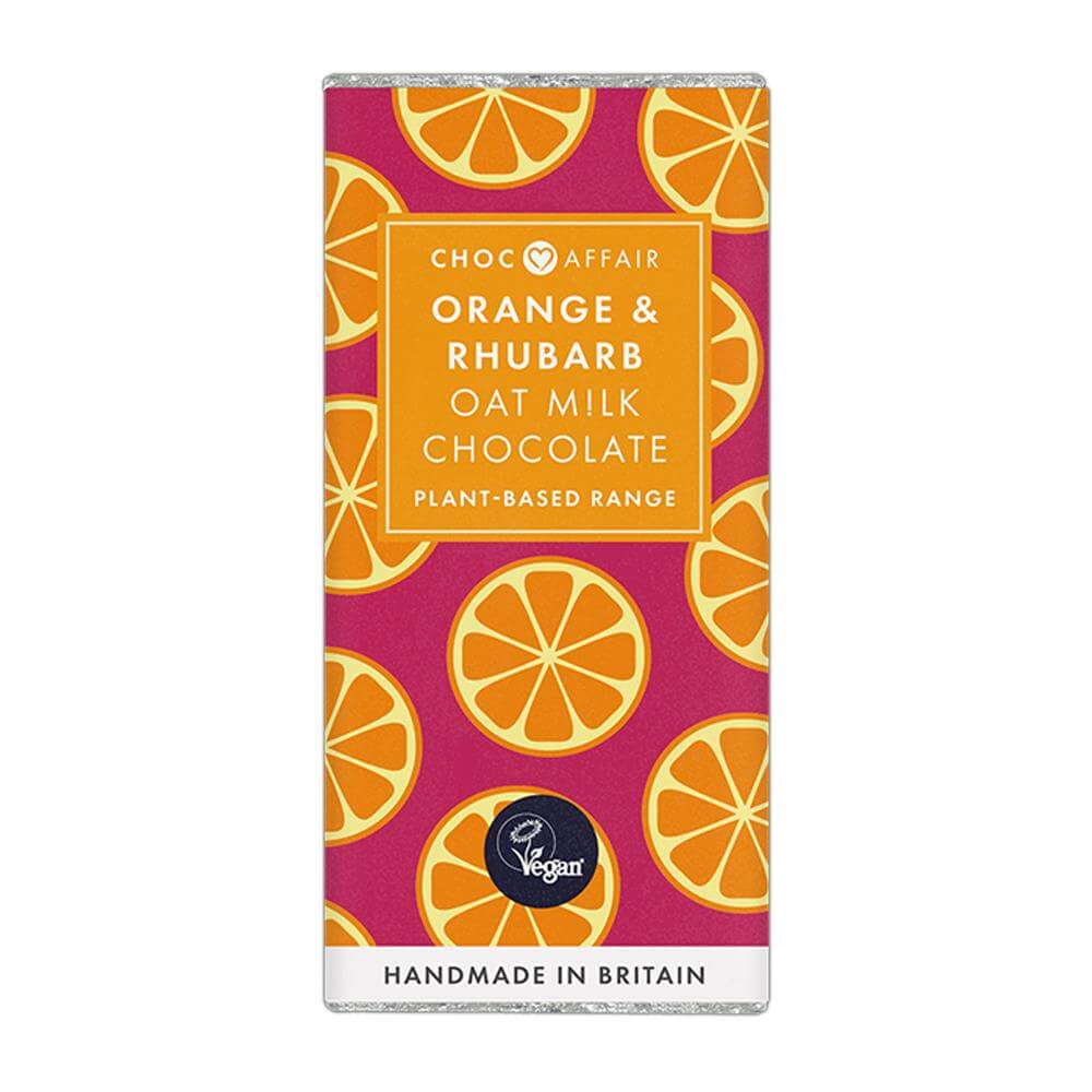 Choc Affair Orange & Rhubarb Oat M!lk Chocolate Bar 90g